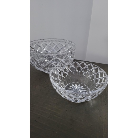 Vintage Heavy Cut Diamond Crystal Bowl set - Picture 4 of 9